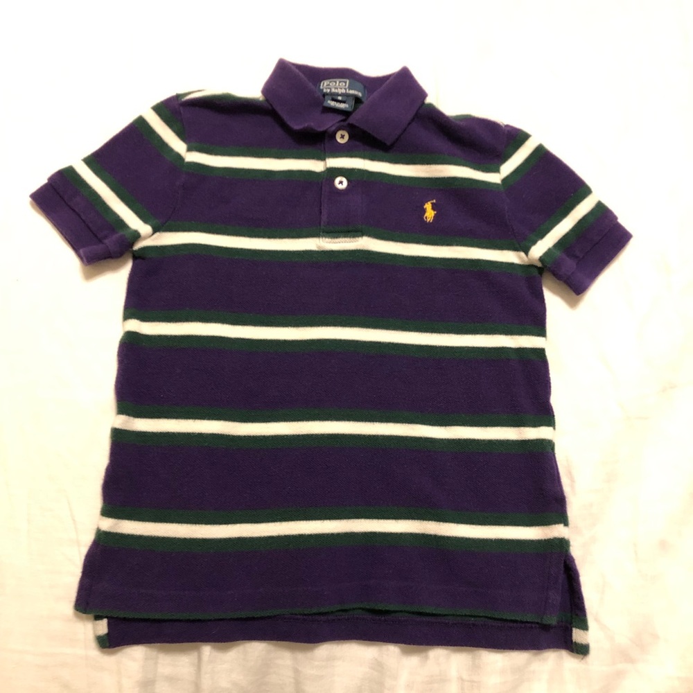 Polo Ralph Lauren - Kids Purple, green & white stripe Polo Shirt - EUC